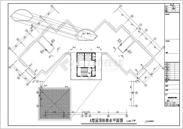 某地一类综合楼建筑给排水设计施工图-图一