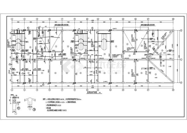 某公司带坡顶框架综合楼结构设计施工图-图二