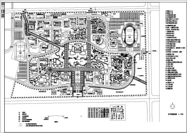 某知名大学校园详细规划cad设计图纸-图一