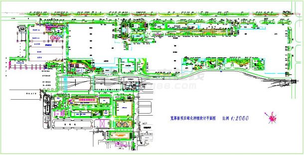 大型重工工厂绿化种植设计cad平面图-图一