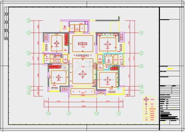 某古典四居室户型装修设计CAD施工图-图二