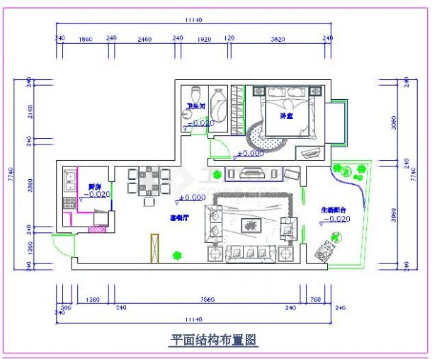 简约风格小户型室内装修设计施工图-图一