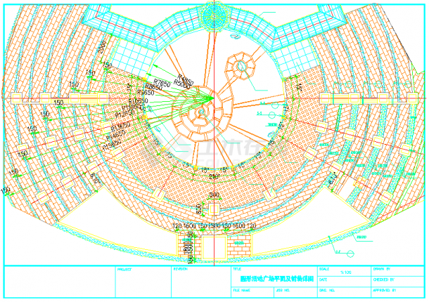 一套详细的圆形活动广场设计施工图-图一