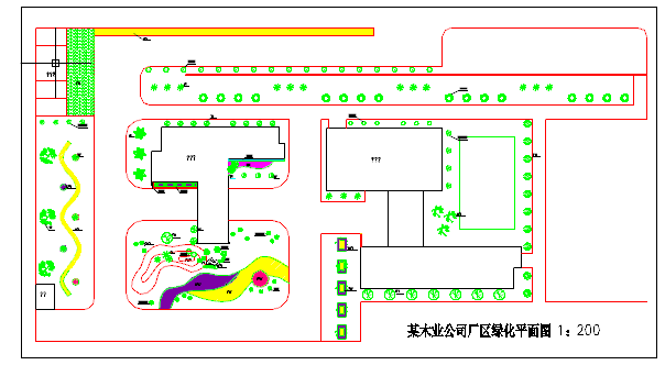 某木业公司厂区绿化设计图