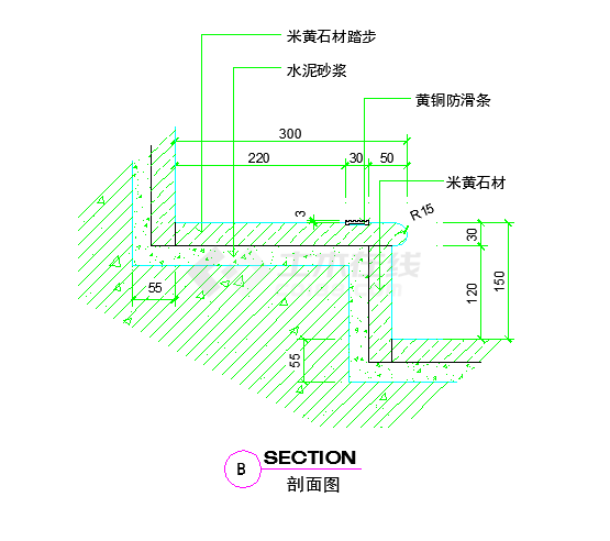 很实用的楼梯详细设计cad立面部面图-图一