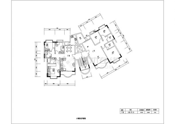 某地区住宅建筑内部户型平面设计施工图纸-图一