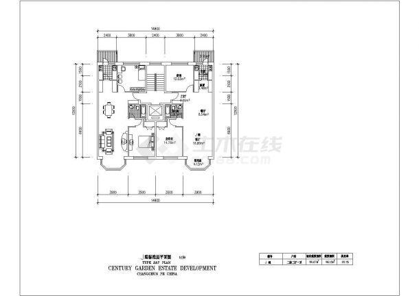 某地区住宅建筑平面户型完整施工设计图纸-图一