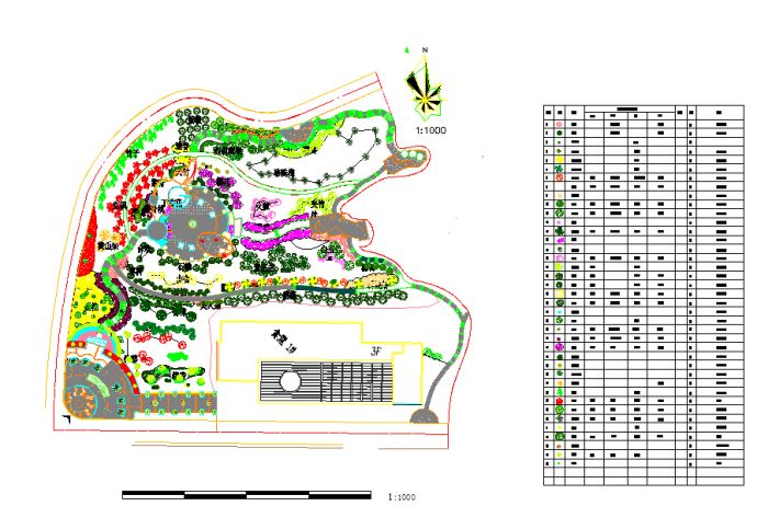 山体公园植物配置cad图（标注齐全）_图1
