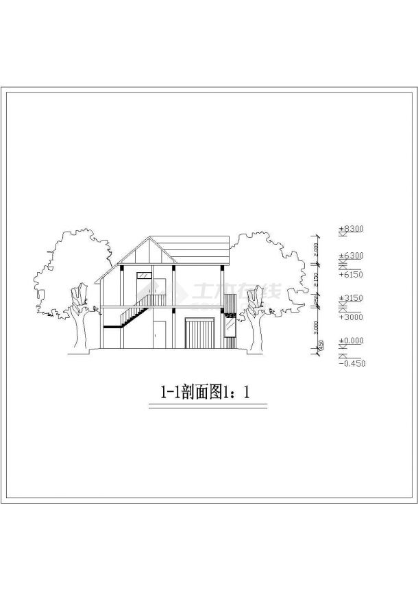 非常实用的一整套家庭自建（瓦屋顶庭院住宅）别墅建筑CAD施工图-图一