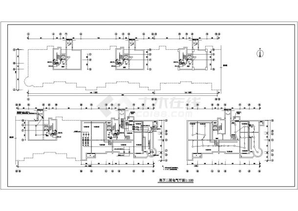 某地区住宅楼建筑地下二层电气平面图-图一