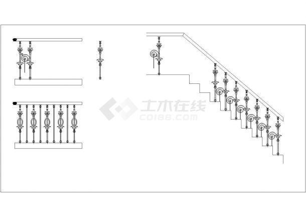 简单实用的铁艺扶手CAD设计图纸-图一