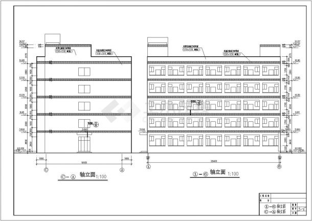 某城市五层框架电子厂宿舍楼建筑设计图-图一