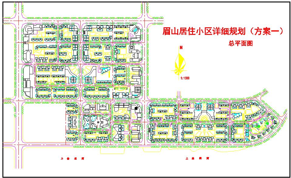 小型居住小区规划平面设计CAD图纸