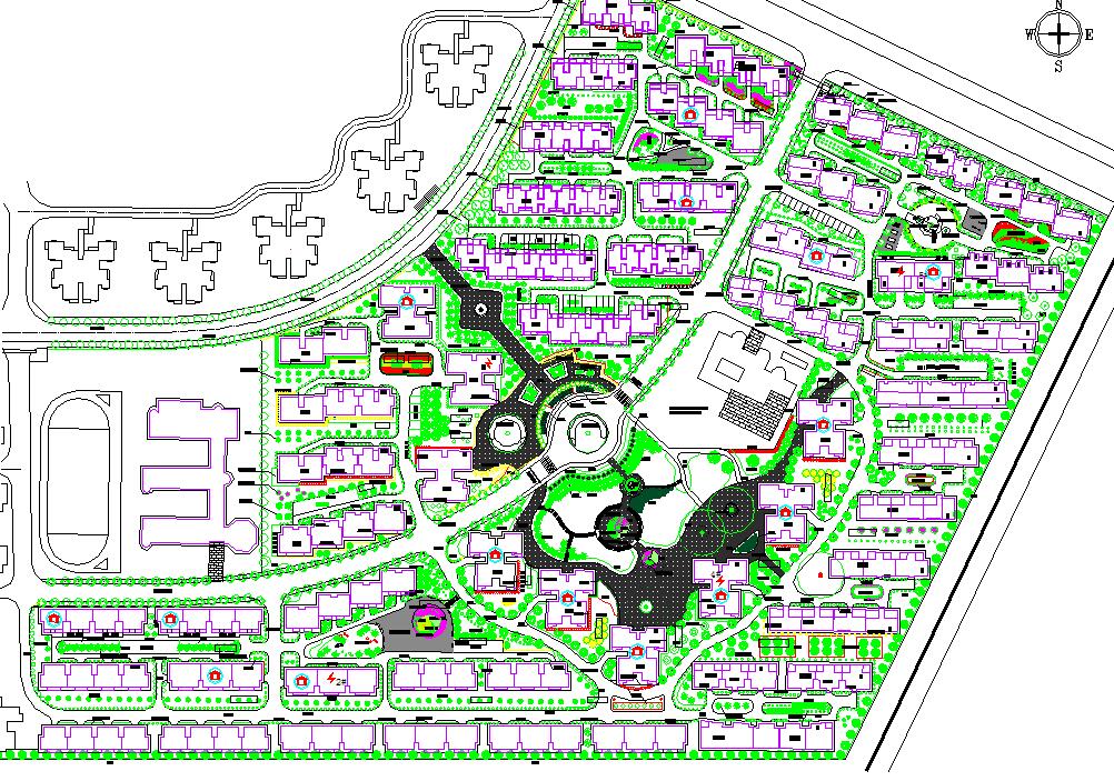 某地小居住小区规划总CAD平面图