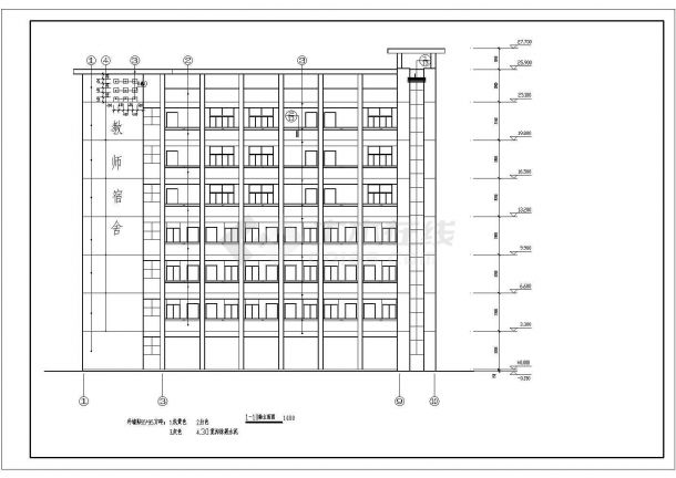 某城市六层教师宿舍楼建筑设计图纸-图二