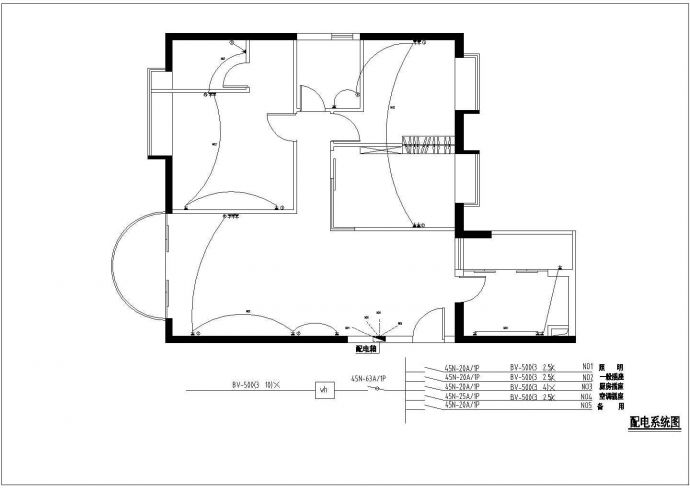 某地四室150平米住宅户型室内精装修施工图_图1