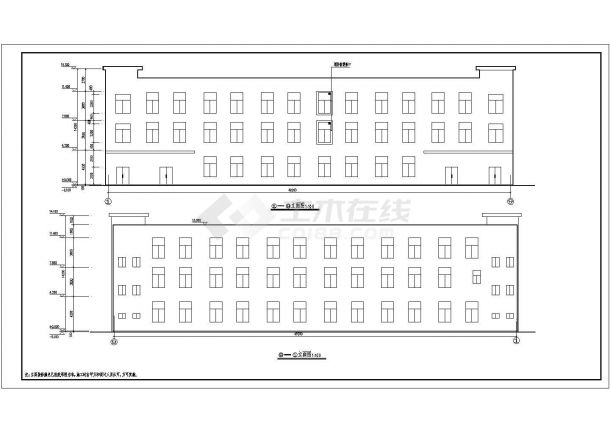 某简易三层框架车间建筑施工图纸-图一