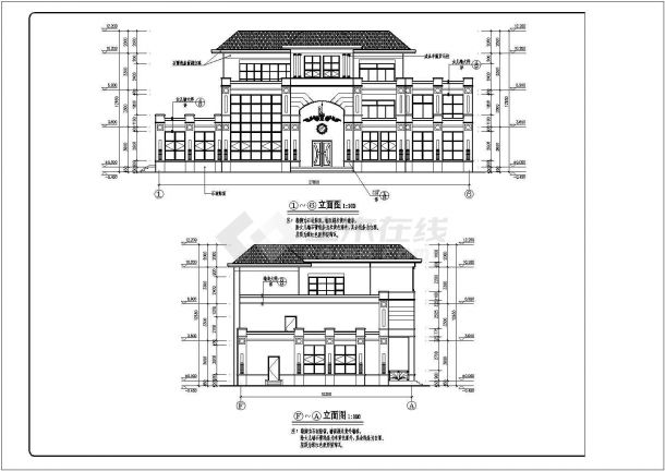 三层大型别墅建筑CAD设计施工图纸（含设计说明）-图一