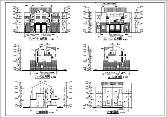 3层双拼大型别墅建筑CAD施工图_图1