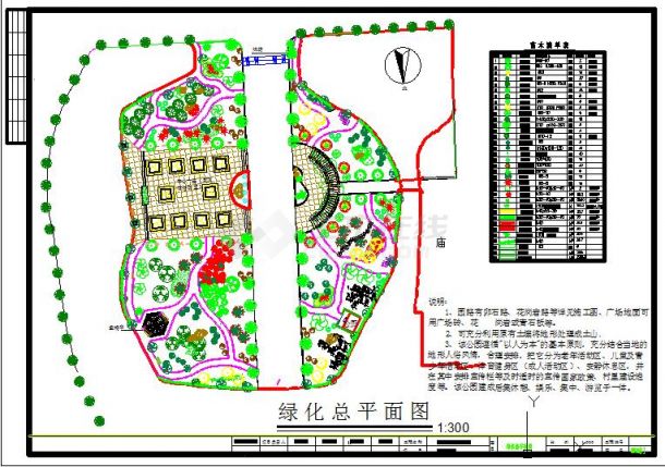 带古牌坊入口的公园景观绿化设计图-图一