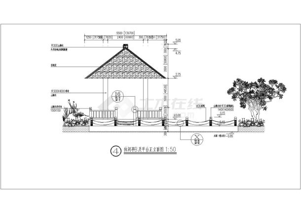 滨水畔休闲木亭及平台建筑结构全设计图-图一