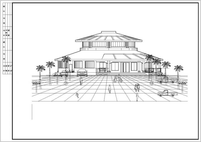 温馨圆形二层经典中餐厅建筑设计施工图纸_图1