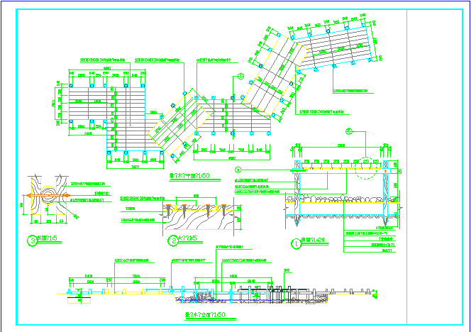 园林景观木桥建筑CAD施工详图-