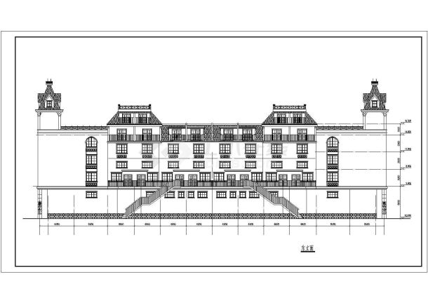 小型五层欧式商住楼建筑设计CAD图纸（共3张）-图二