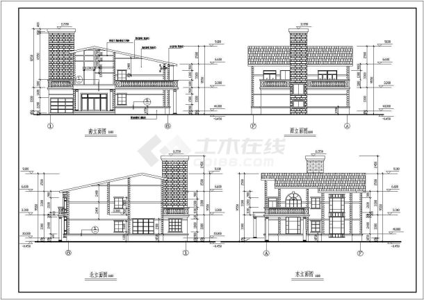 某地区几套别墅建筑设计图（共9张）-图二