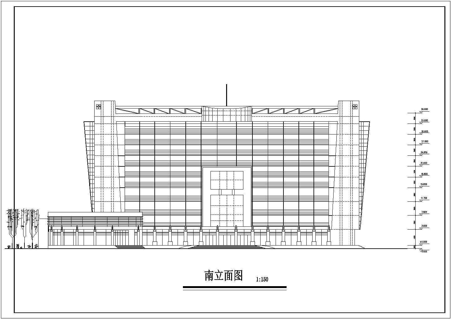 市区主干道旁11层豪华大酒店建筑设计图（带总平图）