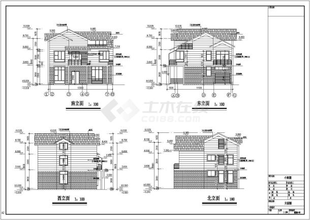 砖混二层半简洁农村房屋建筑设计图-图一