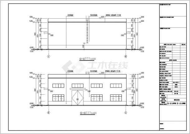 1400平方米研发车间框排架结构单层厂房全套建筑结构cad施工图（说明齐全）-图二