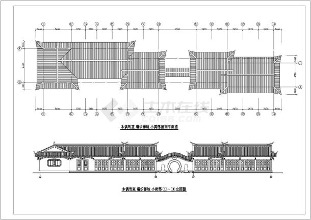 某仿古建设商铺建筑施工图纸（CAD）-图一