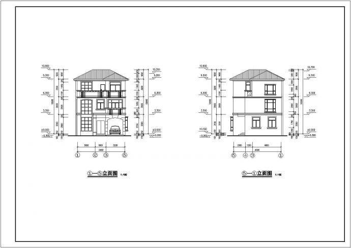 比较实用的红顶三层别墅建筑设计施工图_图1