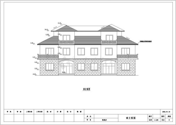 某地三层联建房联排别墅建筑、结构设计CAD设计施工图-图二