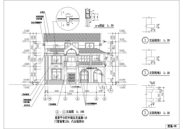 三层420平米美式风格外观别墅建筑设计图-图一