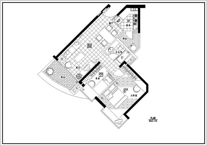 某两室两厅住宅装修设计方案图_图1