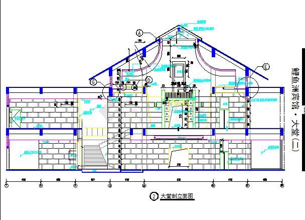 多张鲤鱼洲宾馆建筑CAD图纸（标注详细）-图一