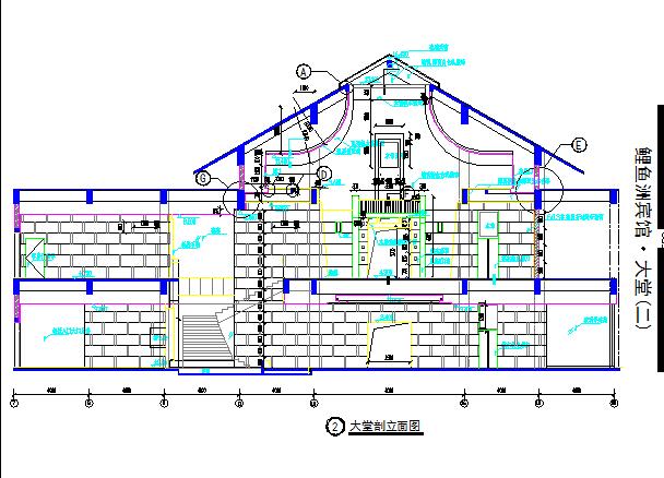 多张鲤鱼洲宾馆建筑CAD图纸（标注详细）_图1