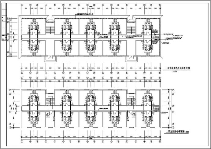 某地五层住宅楼弱电平面设计图纸（详细）_图1