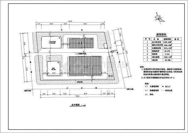 某市仪表厂厂房建筑设计CAD施工总图-图一