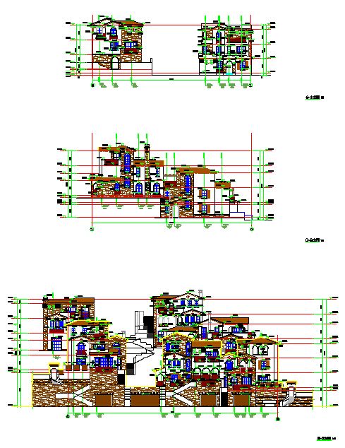实用的西班牙风格三层别墅建筑cad施工图（含别墅效果图）-图二