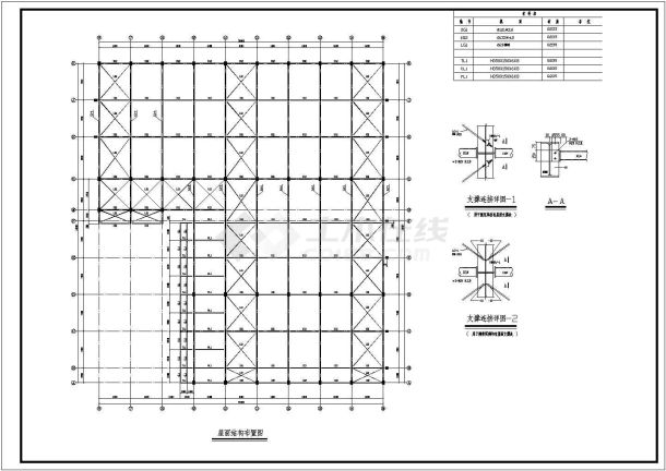 上海某多跨轻钢屋面结构厂房结构施工图-图一