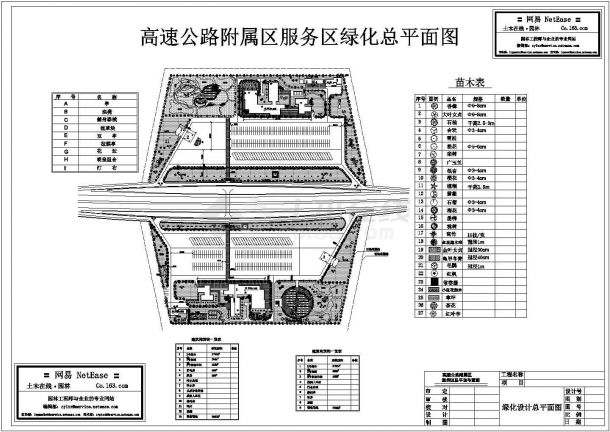 高速公路附属区服务区绿化总平面图-图二