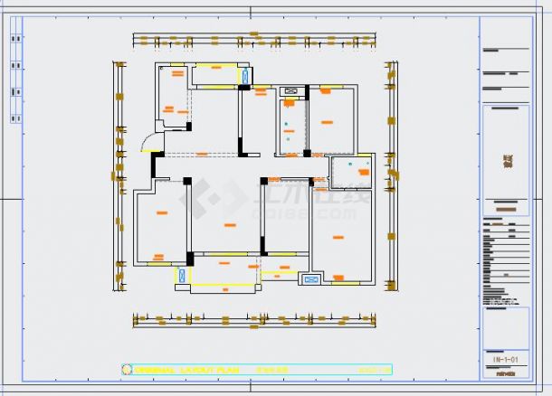 现代风格三室两厅装修设计CAD施工图（2016最新设计）-图一