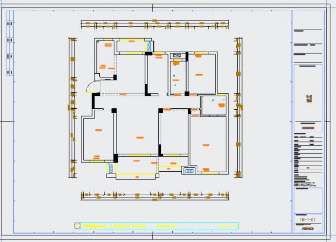 现代风格三室两厅装修设计CAD施工图（2016最新设计）_图1