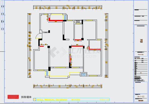 现代风格三室两厅装修设计CAD施工图（2016最新设计）-图二