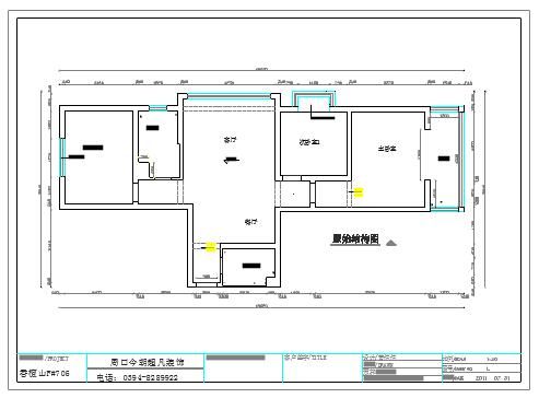 某3室2厅住宅精装修设计全套CAD施工图-图二
