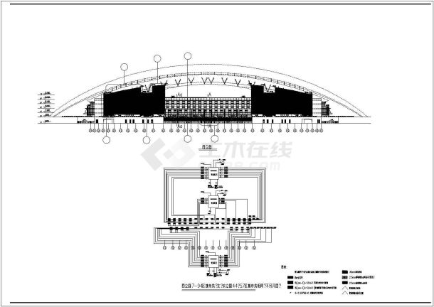 某城市体育场立面布线设计施工图纸-图二