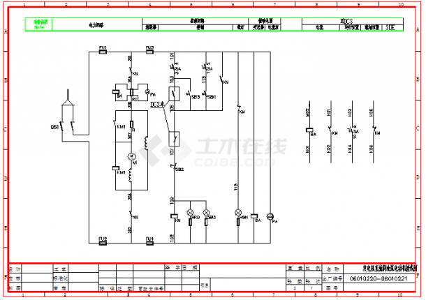 发电机直流润滑油泵电动机接线图（含设备表）-图一